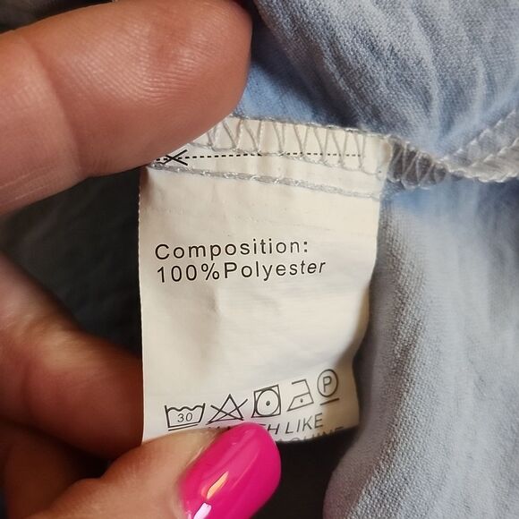 Fashion Light Blue Ruffle Sleeve Blouse, UNC Tarheels, Casual Top, M - Picture 7 of 8